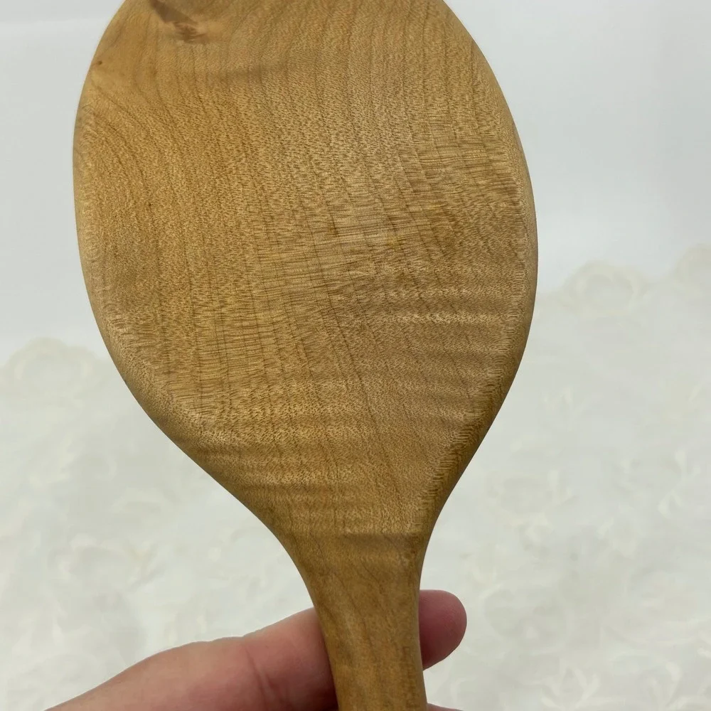 Vintage Handmade Wood Carved Hand Mirror Vanity Mirror - Boho Minimalist
